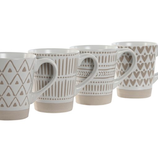 Conjunto de 4 Canecas Home ESPRIT Branco Bege Grés 360 ml 9 x 7 x 10,6 cm - Image 3