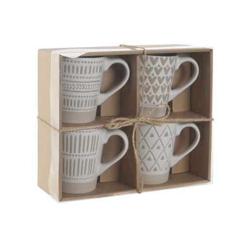 Conjunto de 4 Canecas Home ESPRIT Branco Bege Grés 360 ml 9 x 7 x 10,6 cm - Image 4