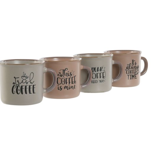 Conjunto de Chávenas de Café Home ESPRIT Azul Cor de Rosa Grés 180 ml 4 Peças - Image 3