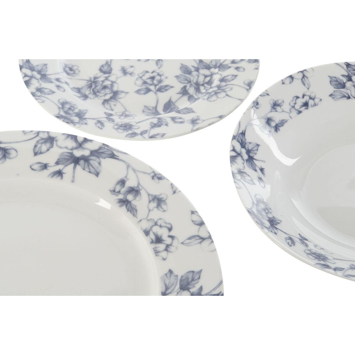Conjunto de Louça Home ESPRIT Azul Porcelana Floral 18 Peças 27 x 27 x 2 cm - Image 2