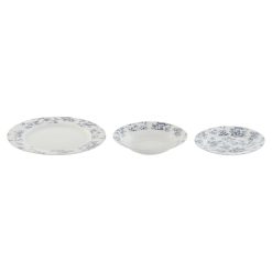 Conjunto de Louça Home ESPRIT Azul Porcelana Floral 18 Peças 27 x 27 x 2 cm