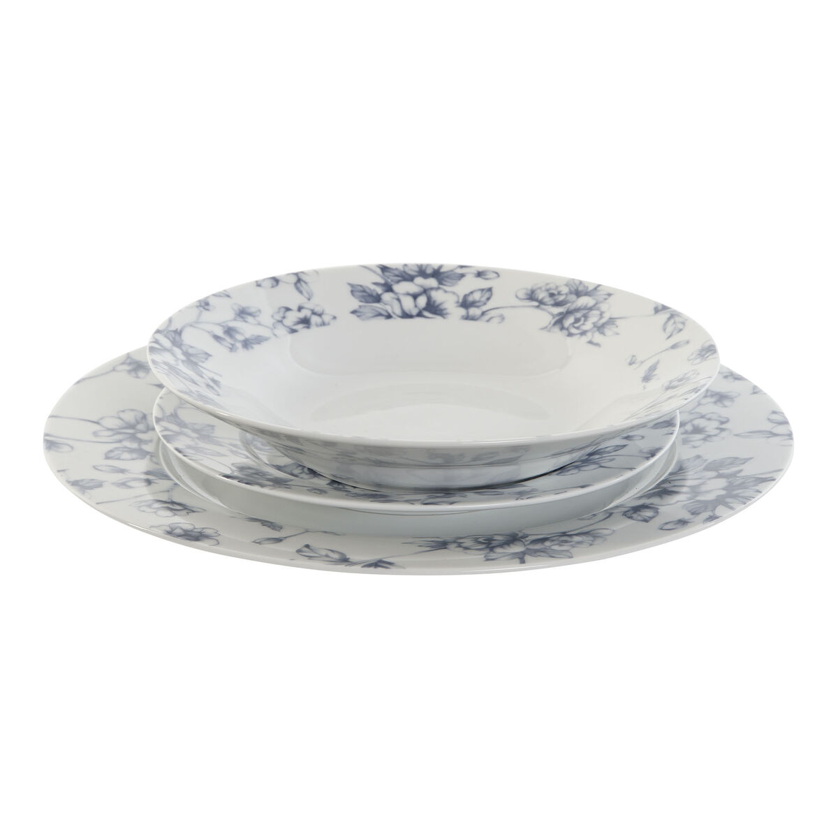 Conjunto de Louça Home ESPRIT Azul Porcelana Floral 18 Peças 27 x 27 x 2 cm - Image 4