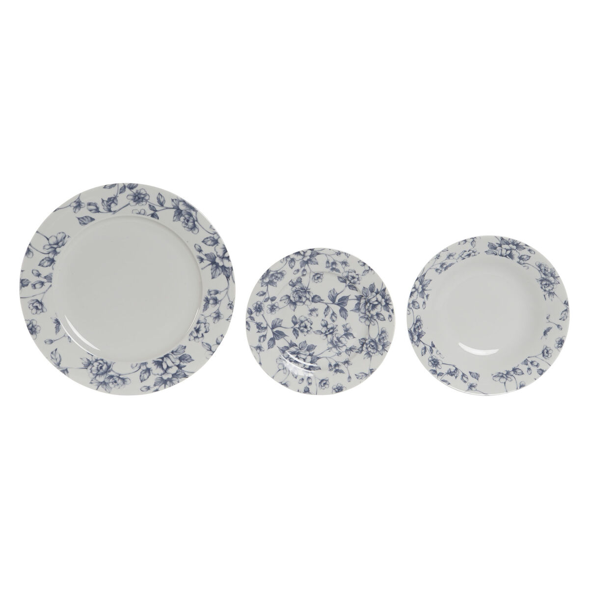 Conjunto de Louça Home ESPRIT Azul Porcelana Floral 18 Peças 27 x 27 x 2 cm - Image 5