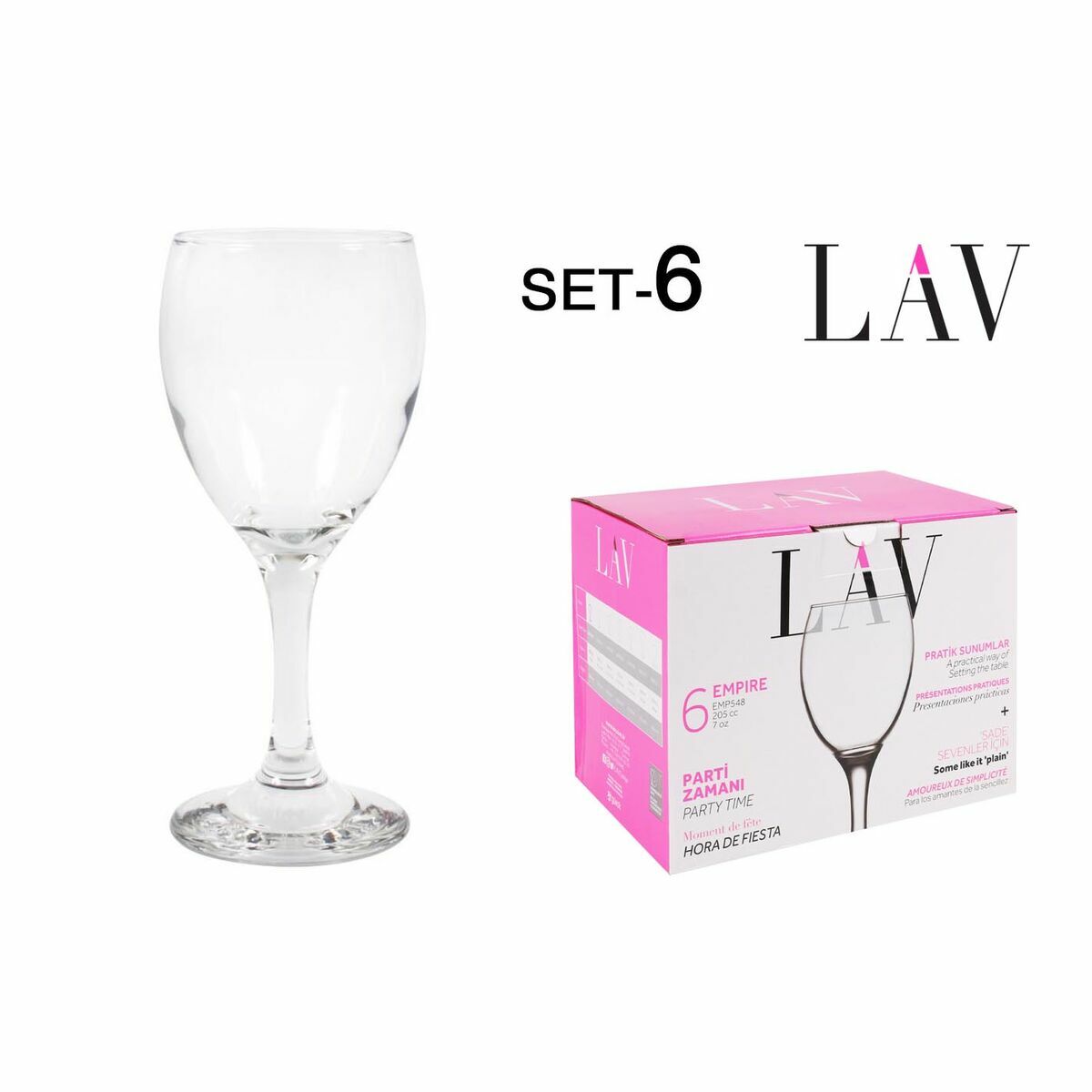 Conjunto de copos de vinho LAV Branco 200 ml 6 Peças (4 Unidades) - Image 2