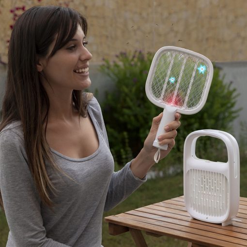 Lâmpada antimosquitos e raquete elétrica recarregável 2 em 1 Swateck InnovaGoods