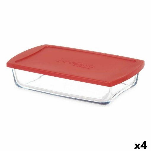Lancheira Borcam Vermelho Transparente Vidro de Borosilicato 1