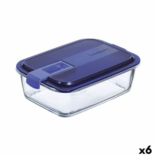 Lancheira Hermética Luminarc Easy Box Azul Vidro (6 Unidades) (1