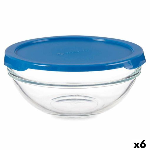 Lancheira Redonda com Tampa Chefs Azul 595 ml 14 x 6