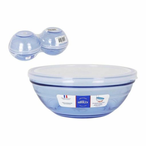 Lancheira Redonda com Tampa Duralex   Cristal Azul Ø 20,5 cm (4 Unidades) - Image 3
