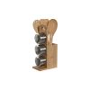 Porta Utensílios de Cozinha Home ESPRIT Bambu Aço inoxidável 8 x 13 x 27 cm 6 Peças