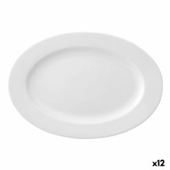 Prato de Jantar Ariane Prime Oval Branco Cerâmica 22 x 20 cm (12 Unidades)