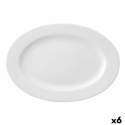 Prato de Jantar Ariane Prime Oval Branco Cerâmica 38 x 25 cm (6 Unidades)