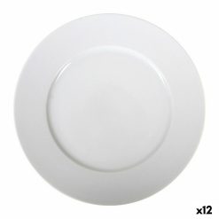 Prato de Jantar La Mediterránea Saler Porcelana Branco (12 Unidades) (Ø 25 cm)