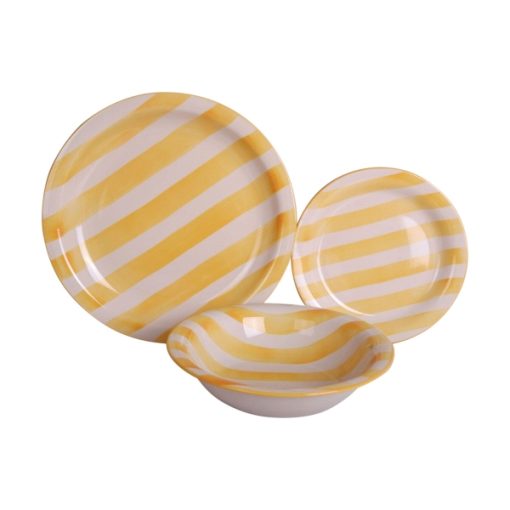 Louça Home ESPRIT Vermelho, Azul, Amarelo Grés Riscas Mediterrâneo 26,5 x 26,5 x 3 cm 18 Peças - Image 3