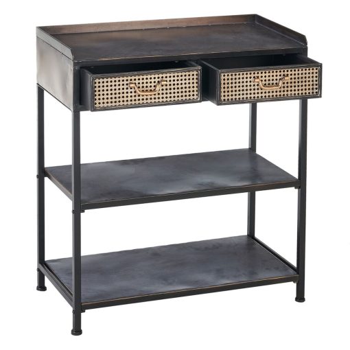 Aparador com 2 Gavetas BRICK Castanho Preto Ferro 75,5 x 38 x 85 cm - Image 8