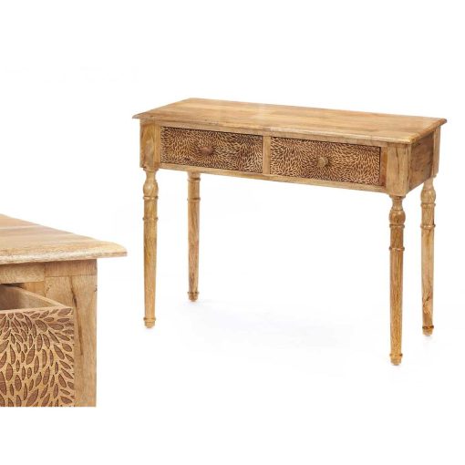 Aparador com 2 Gavetas Castanho Madeira de mangueira 98 x 77 x 42 cm Folhas - Image 2