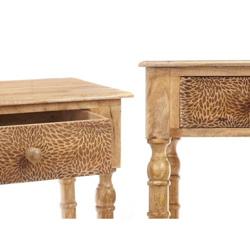 Aparador com 2 Gavetas Castanho Madeira de mangueira 98 x 77 x 42 cm Folhas - Image 4