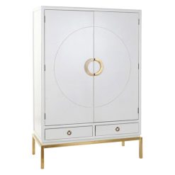 Armário Branco Dourado Metal Choupo 120 x 50 x 175 cm