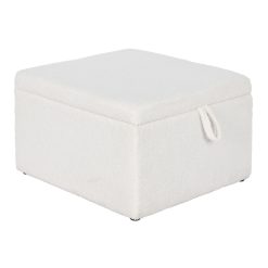 Banqueta Branco Poliéster Madeira MDF 60 x 60 x 36 cm