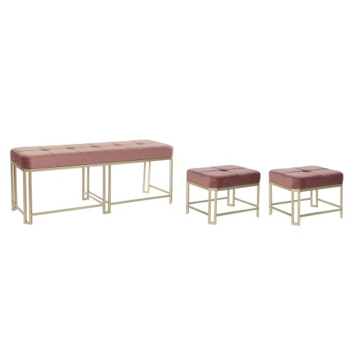 Banqueta   Cor de Rosa Metal Veludo (120 x 40 x 46 cm)