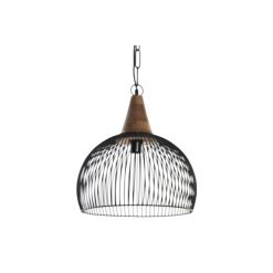 Candeeiro de teto Natural Preto Metal Madeira 50 W 36 x 36 x 40 cm