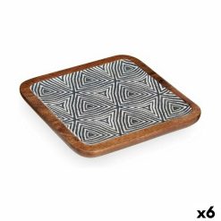 Centro de mesa Branco Castanho Preto Étnico 25 x 25 cm (6 Unidades)