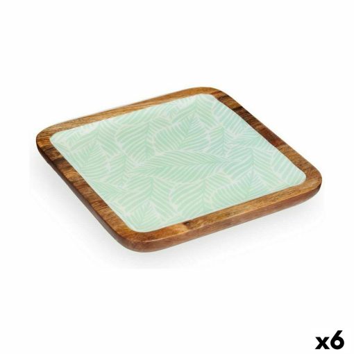 Centro de mesa Branco Castanho Verde Folha de planta 25 x 25 cm (6 Unidades)