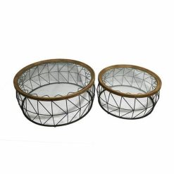 Conjunto de 2 mesas Cristal Metal (102 x 102 x 42 cm) (2 pcs)