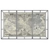 Conjunto de 3 quadros Branco Preto Mapa do Mundo 222 x 8 x 140 cm (3 Peças)