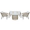 Conjunto de Mesa com 3 Poltronas Branco 137 x 73