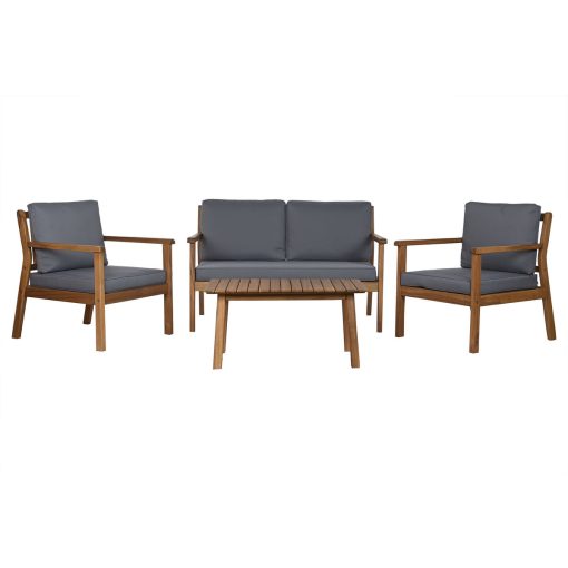 Conjunto de Mesa com 3 Poltronas Castanho Cinzento Acácia 120 x 72 x 75 cm