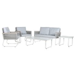 Conjunto de Mesa com 3 Poltronas Cinzento Aço Policarbonato 128 x 69 x 79 cm