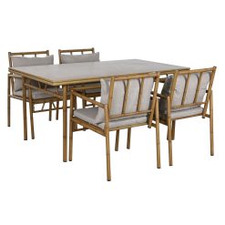 Conjunto de mesa com 4 cadeiras Alumínio 160 x 90 x 75 cm (5 Peças)