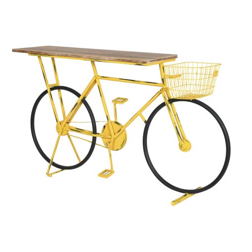 Consola Amarelo Preto Madeira Metal 160 x 40 x 88 cm