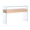 Consola Transparente Marrom claro Cristal Madeira MDF 120 x 35 x 80 cm