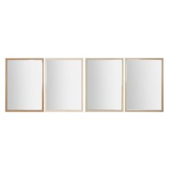Espelho de parede Branco Castanho Bege Cinzento Cristal poliestireno 66 x 2 x 92 cm (4 Unidades)