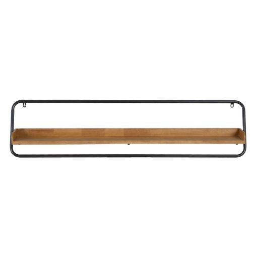 Estantes Preto Natural Ferro Madeira da borracha 120 x 18 x 30 cm