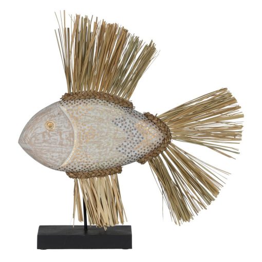 Figura Decorativa Branco Castanho Natural Peixe 57 x 12 x 60 cm