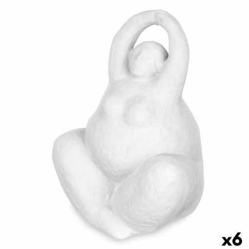 Figura Decorativa Branco Dolomite 14 x 18 x 11 cm (6 Unidades) Mulher Yoga