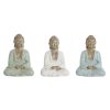 Figura Decorativa Branco Verde Turquesa Buda Oriental 14 x 10