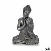 Figura Decorativa Buda Sentado Prateado 22 x 33 x 18 cm (4 Unidades)