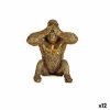 Figura Decorativa Gorila Dourado Resina (9 x 18 x 17 cm)