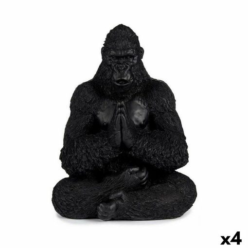 Figura Decorativa Gorila Yoga Preto 16 x 28 x 22 cm (4 Unidades)