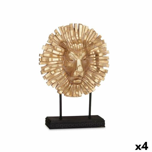 Figura Decorativa Leão Preto Dourado 28 x 38