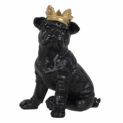 Figura Decorativa Preto Dourado Cão 15