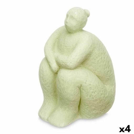 Figura Decorativa Verde Dolomite 18 x 30 x 19 cm (4 Unidades) Mulher Sentado