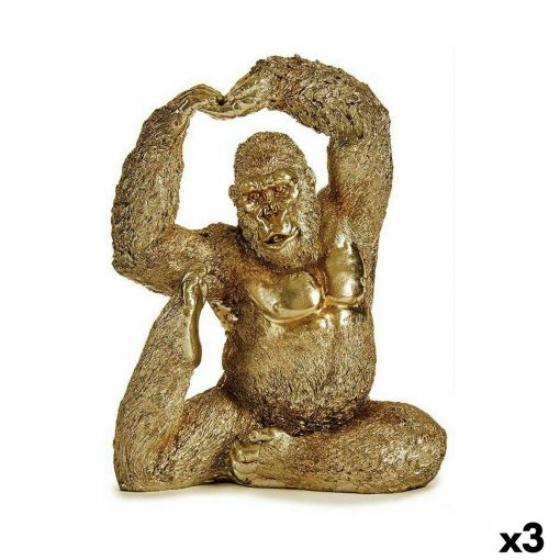 Figura Decorativa Yoga Gorila Dourado 14 x 30 x 25