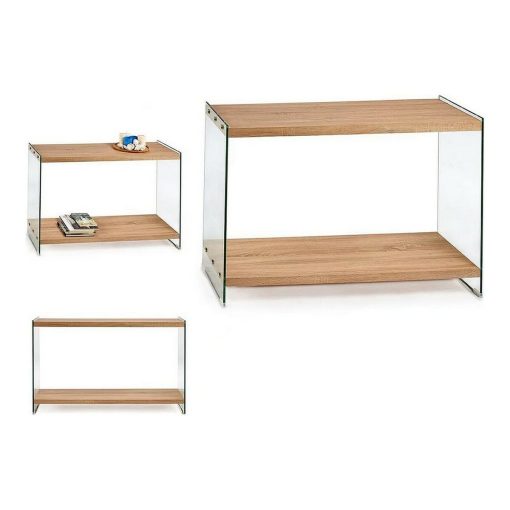Hall de Entrada Castanho Transparente Vidro Madeira MDF 40 x 76 x 120 cm - Image 2