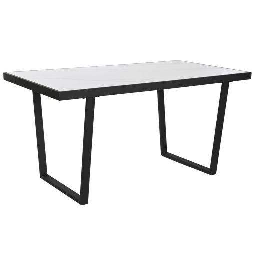 Mesa de Jantar Branco Preto Metal 150 x 80 x 75 cm