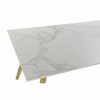 Mesa de Jantar Cerâmica Dourado Metal Branco 160 x 90 x 76 cm